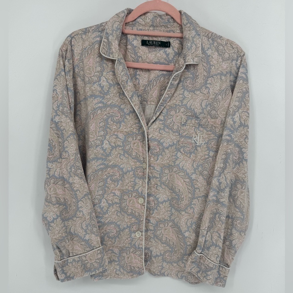 Lauren Ralph Lauren Women's  Paisley Button Down Sleep Top Size Large